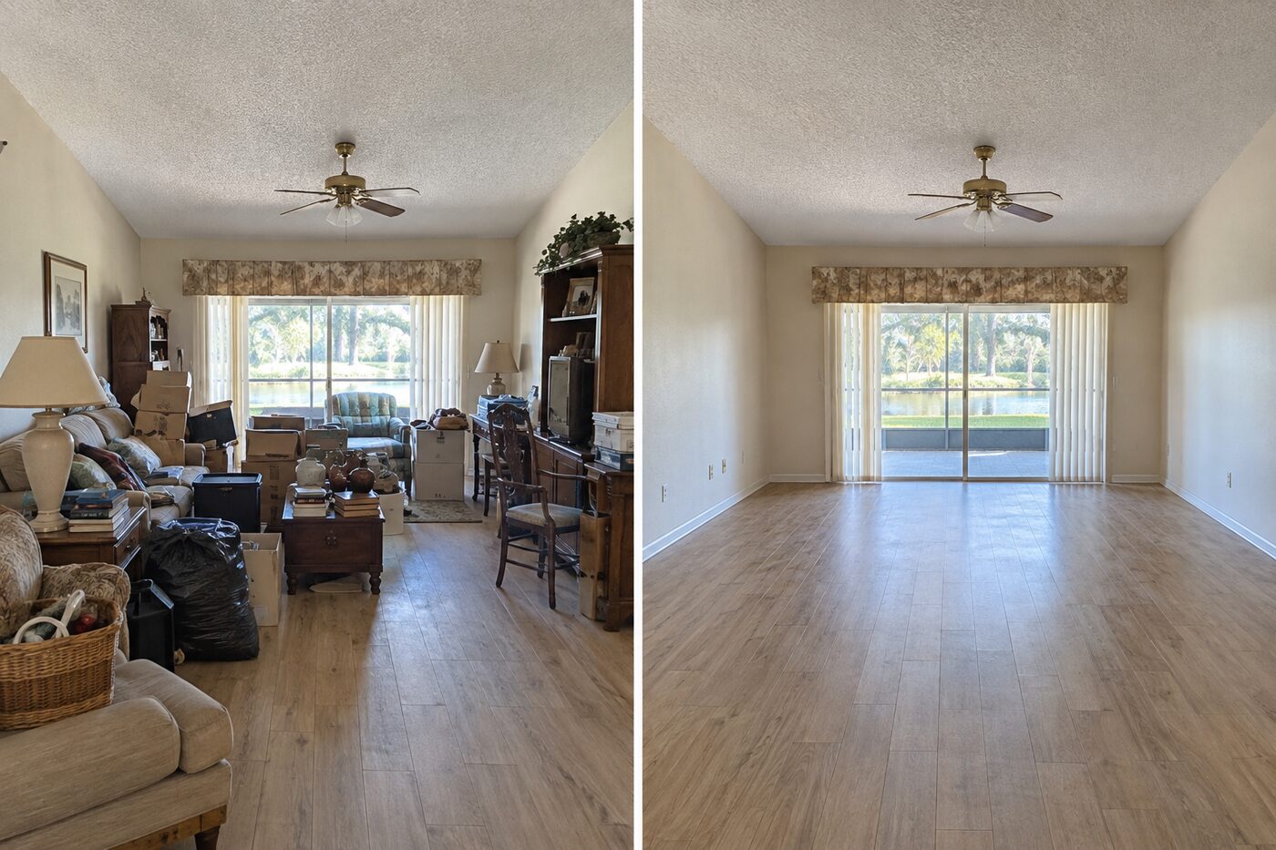 Representative estate cleanout before and after example